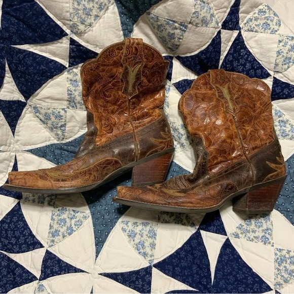 Ariat Dahlia Brown Leather Cowboy Boots - Picture 3 of 10